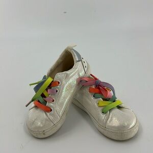 GAP Little Girls Rainbow Lace Glittered Sneakers Size 8 EUC